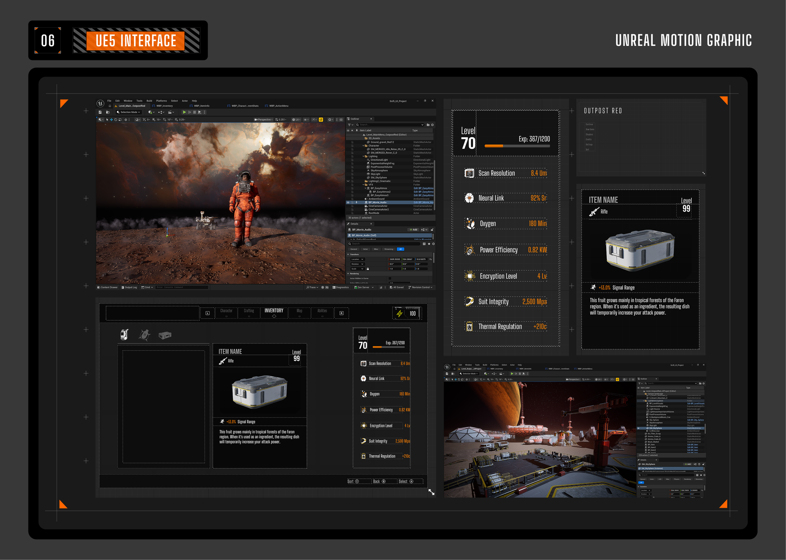 UE5 interface — Unreal Motion Graphics implementation
