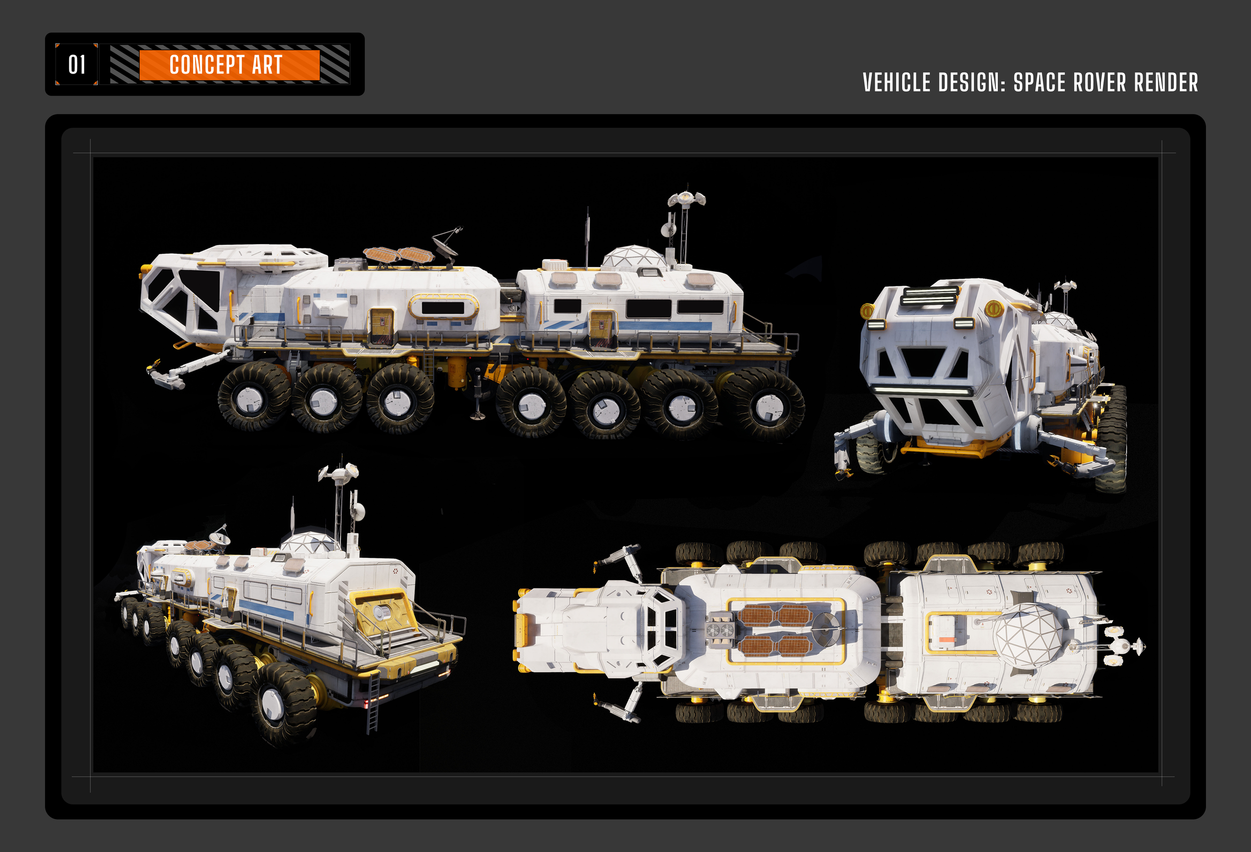 Vehicle design — space rover render views