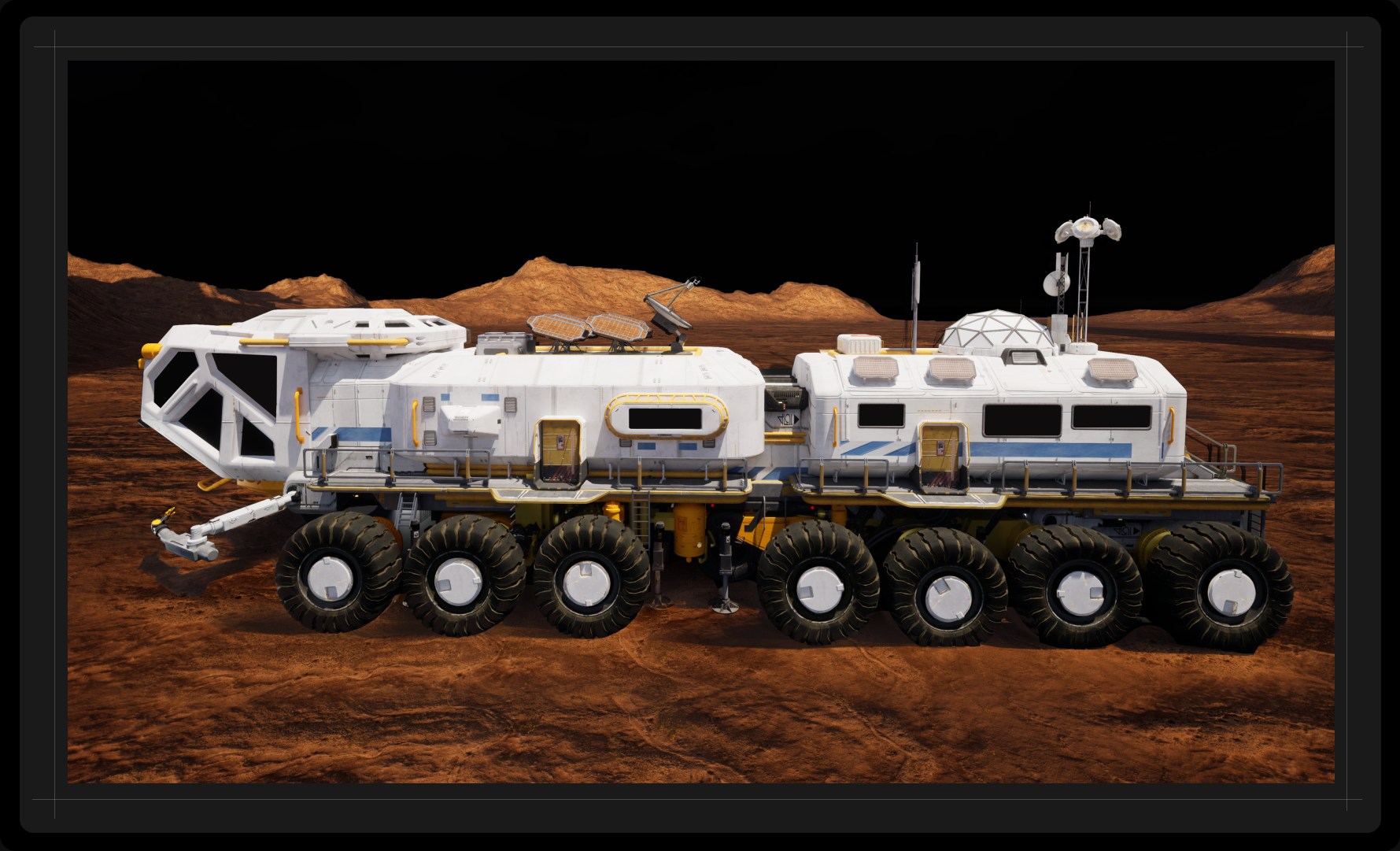 Vehicle design — space rover traversing harsh Martian terrain