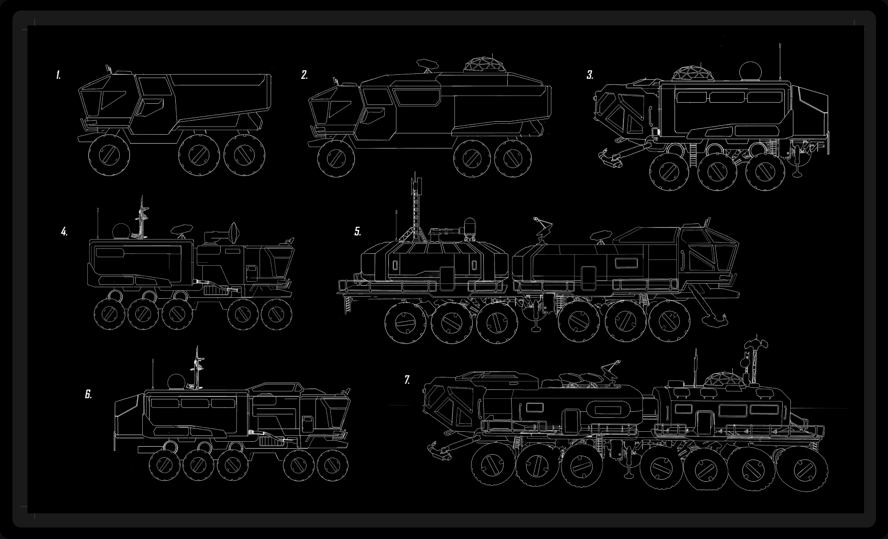 Vehicle design — space rover silhouette and chassis sketches