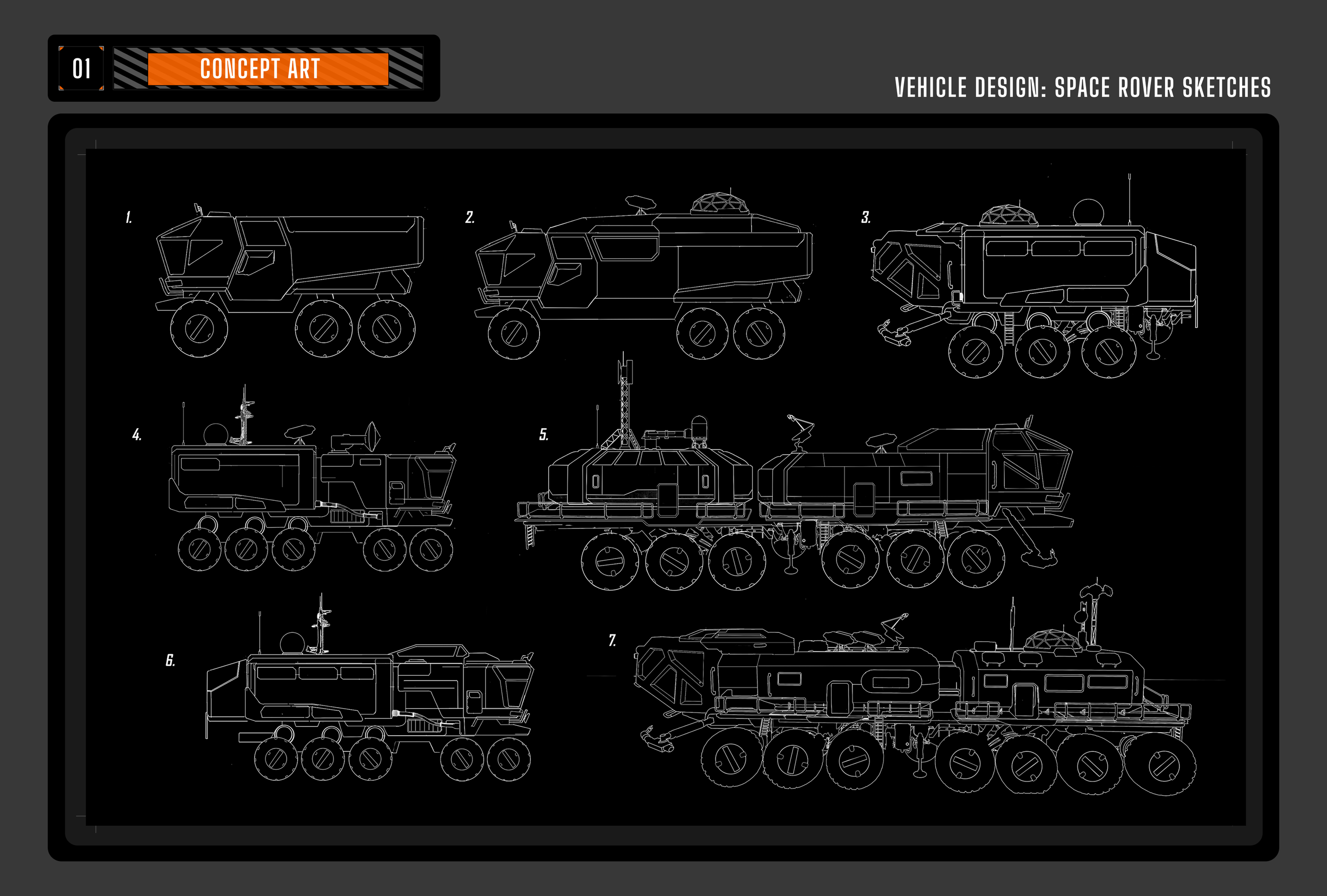 Vehicle design — space rover sketches