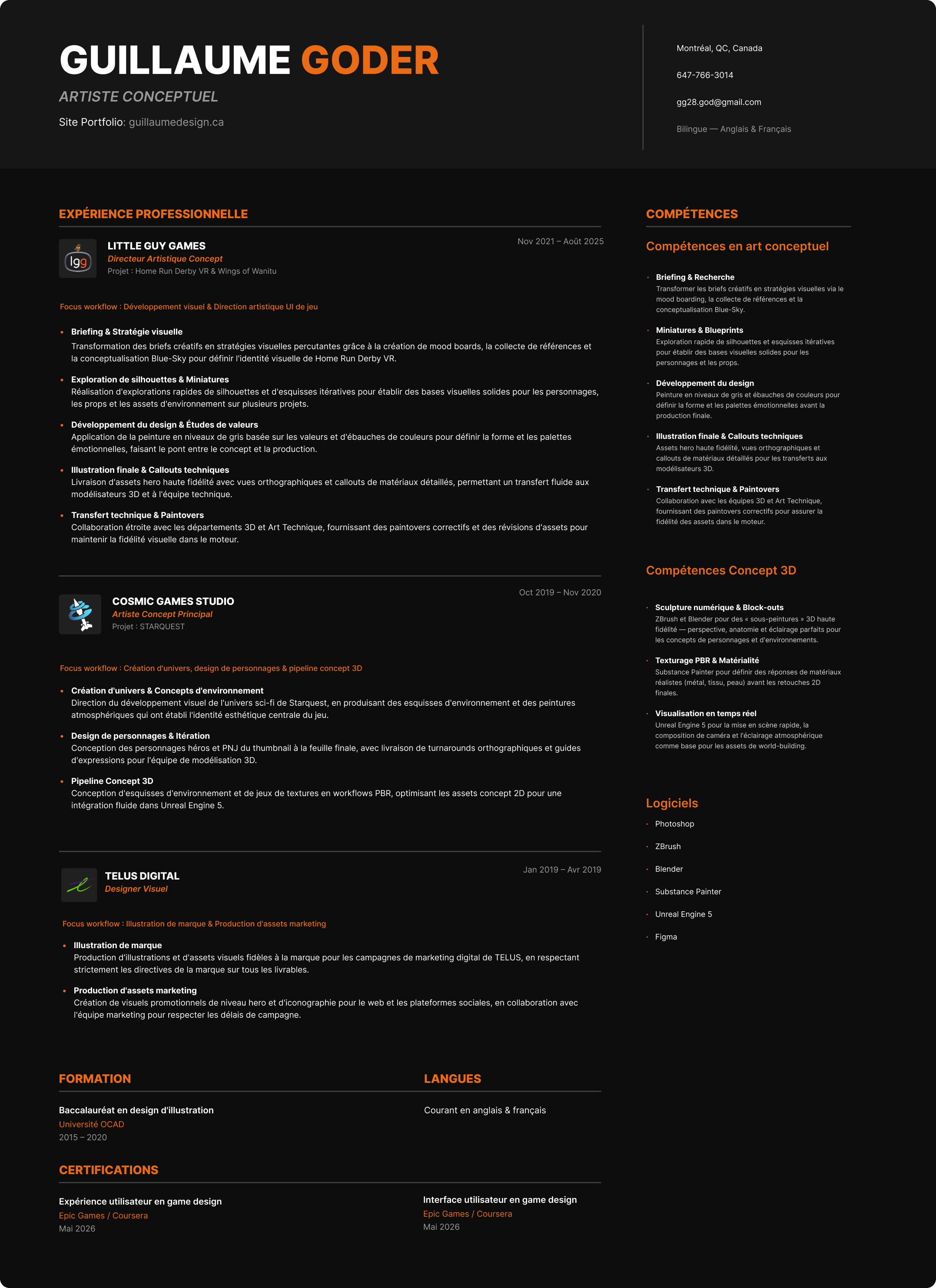 Concept Art Resume — Français